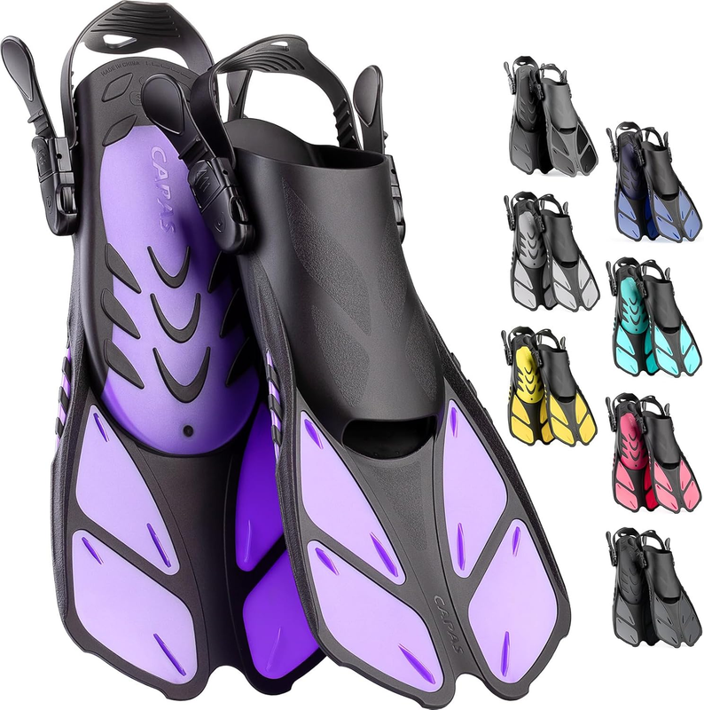 Travel Size Snorkel Fins Adjustable Open Heel Swim Fins for Diving Snorkeling9