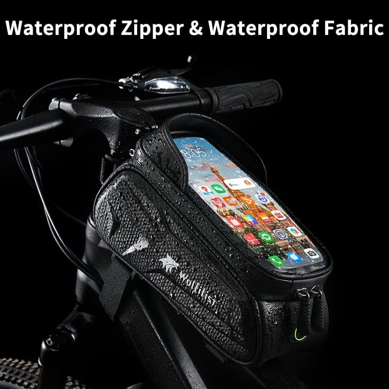 Waterproof Bike Frame Bag Phone Holder Touchscreen Sun Visor Fits Phones 7"3