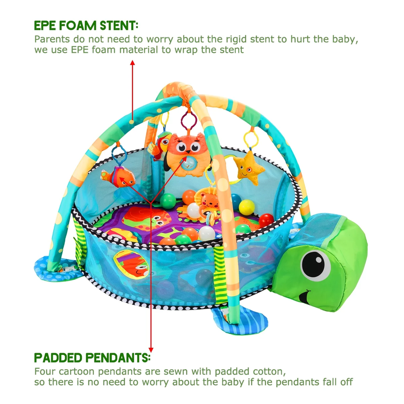 3 in 1 Baby Gym Play Mat Activity Ocean Ball Sensory Toys 0 36M4