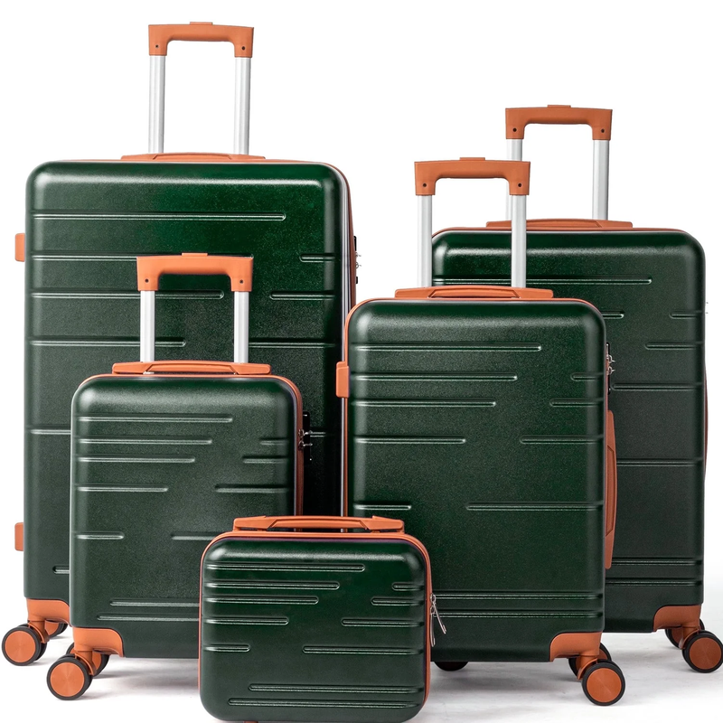 Luggage 5 Piece Sets Suitcase ABS Hardside with Spinner Wheels and TSA Lock, Dee0