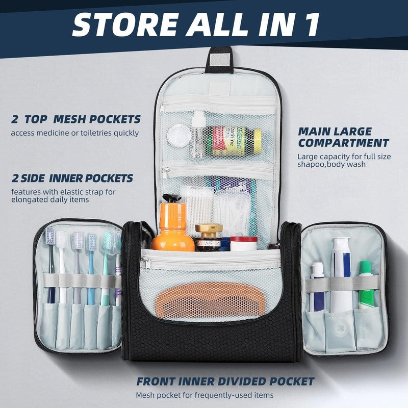 Large Hanging Toiletry Bag Travel Dopp Kit Water-Resistant for Men & Women Black1