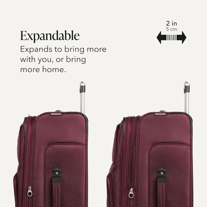 Large Softside Expandable Spinner Luggage Lightweight Travel Suitcase Merlot3