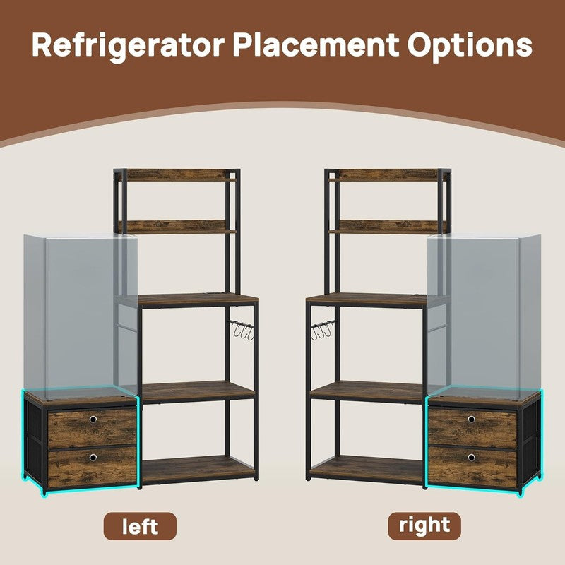 Mini Fridge Stand with Storage, Refrigerator Cabinet with Power Outlet   Multifu4