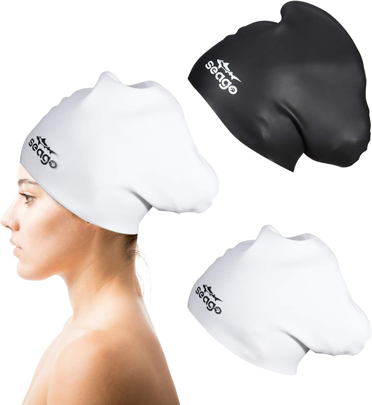 2 Pack Swimming Caps Women Silicone Swim Cap Long Hair Waterproof10