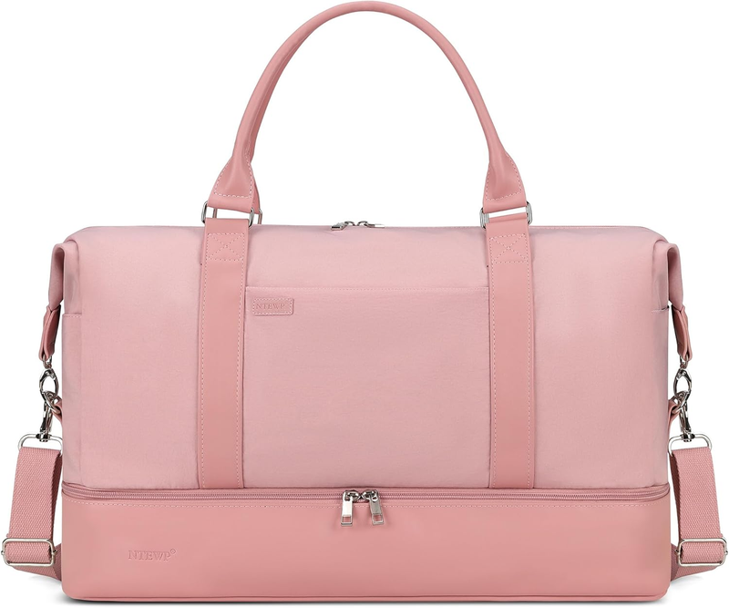 21in Women Weekender Duffle Bag 2Pc Canvas Leather Carry On Shoe Compartment8