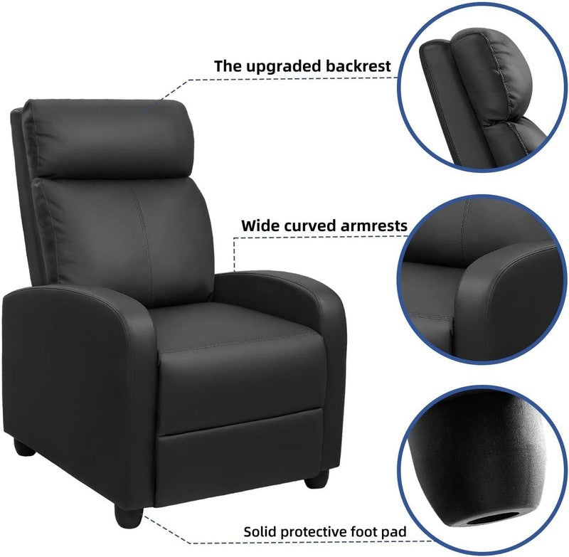 Modern Black Massage Recliner Chair with Padded Cushion for Home Theater6
