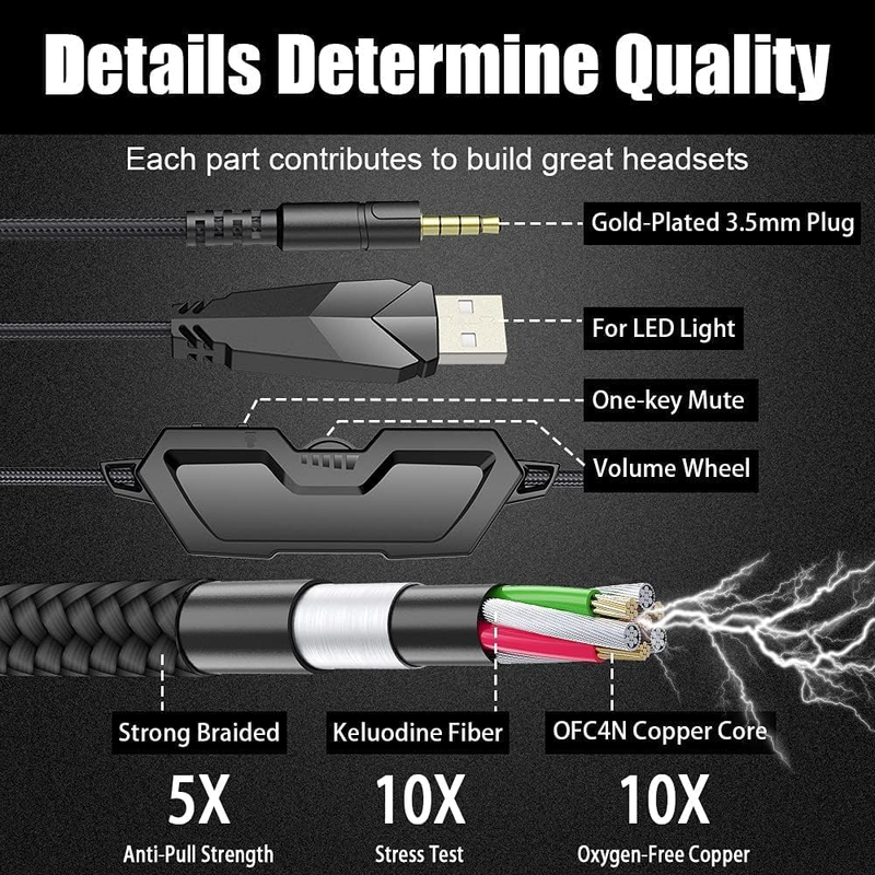 Stereo Gaming Headset for PS4 Xbox One PC Noise Cancelling Mic LED5