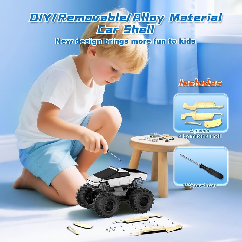 Amphibious Remote Control Monster Truck   4WD All Terrain RC Car for Kids 6+5