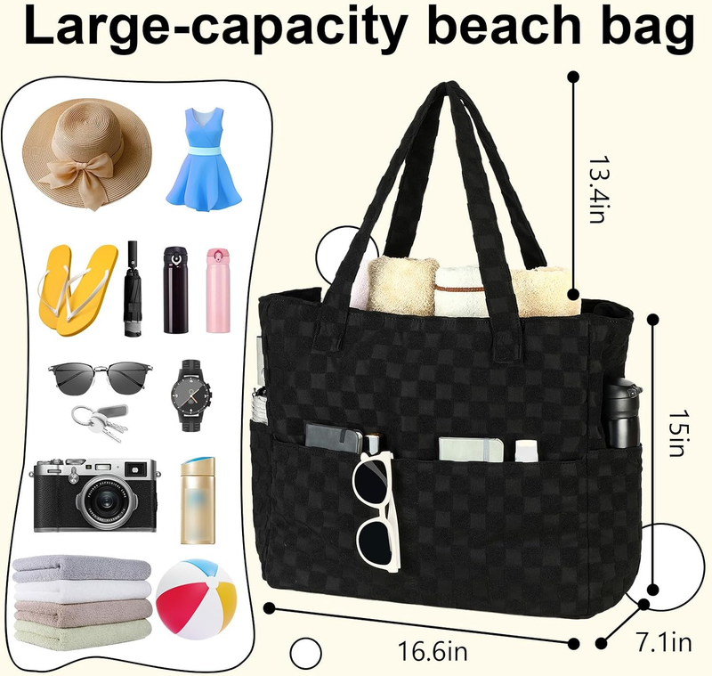 Beach Tote Bag Women Large Waterproof Sandproof Zipper Wet Pocket5