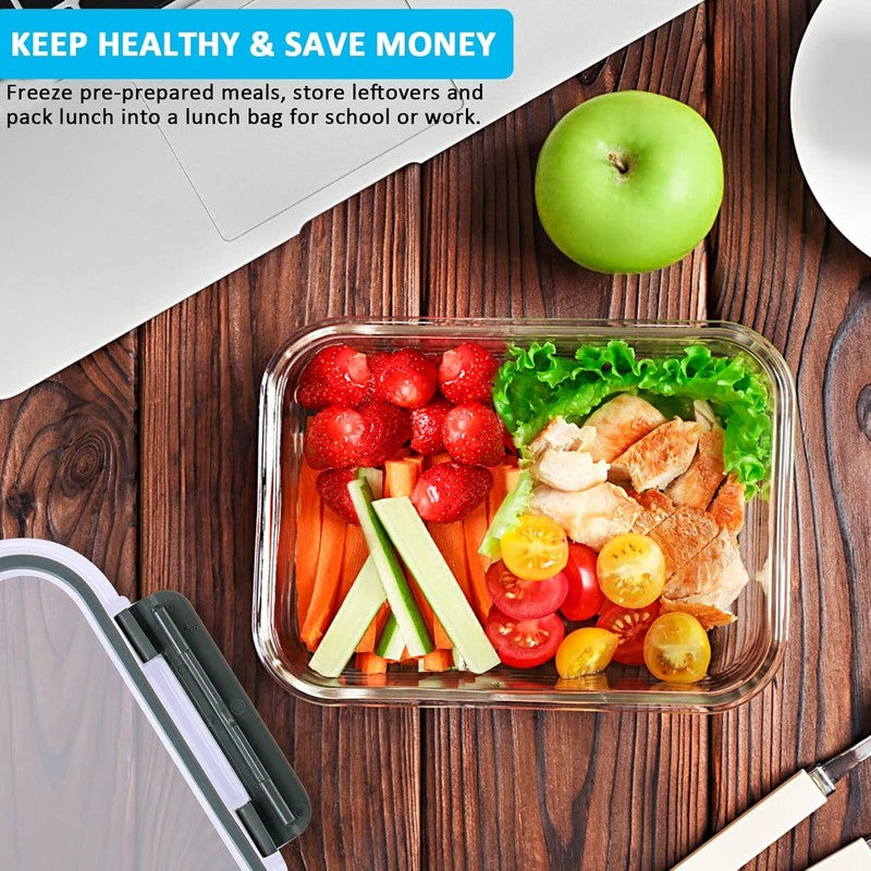 5 Pack 30oz Glass Meal Prep Containers Airtight Snap Lock Lids5