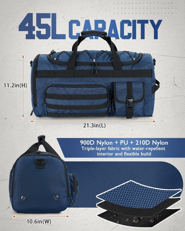 45L Weekender Gym Bag Backpack Travel Duffel Shoe Storage4
