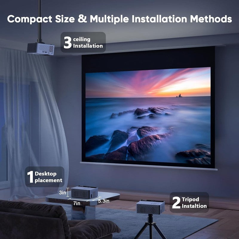 1080P Full HD Portable Mini Projector, Upgraded Bluetooth Movie Projector with S7