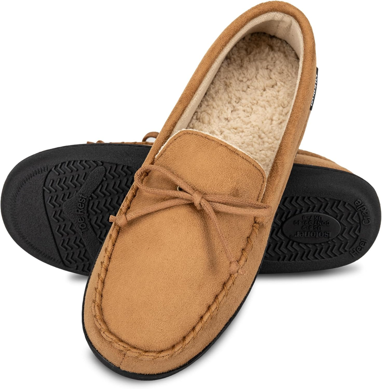 Men’s Microsuede Moccasin Slippers Memory Foam Slip On Indoor Outdoor3