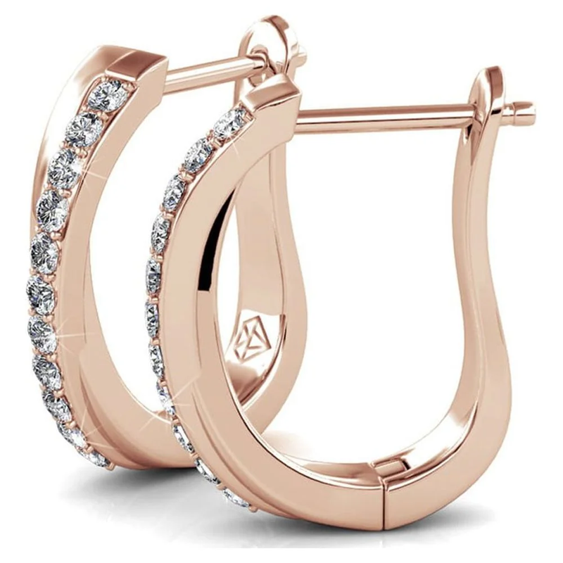 Amaya 18K Rose Gold Plated 16Mm Hoop Earrings with Crystals Gift for Women7
