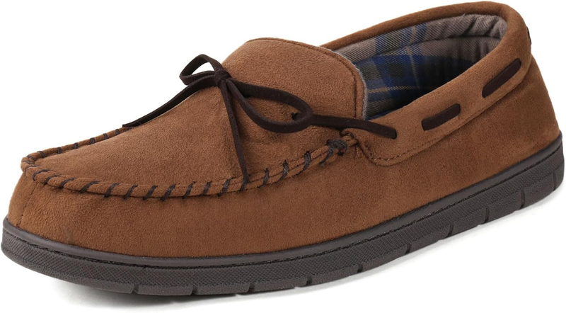 Mens Moccasin Slippers Memory Foam Indoor Outdoor Anti Slip House Shoes10