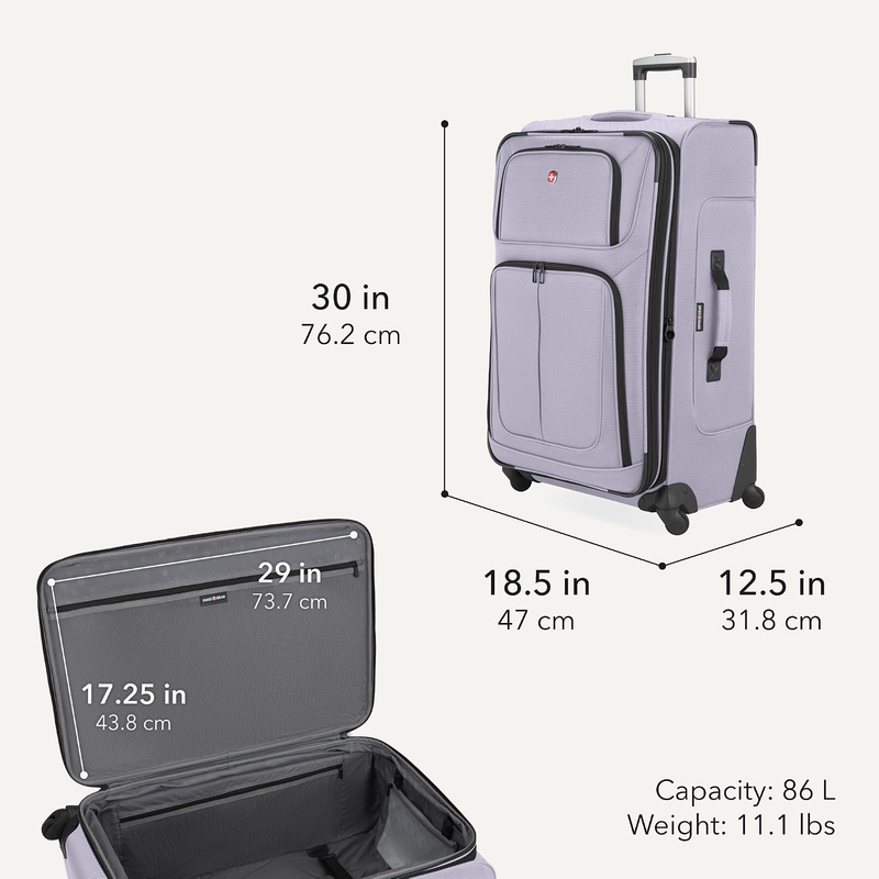 Sion 30 Inch Large Checked Spinner Luggage Softside Expandable Evening Haze1