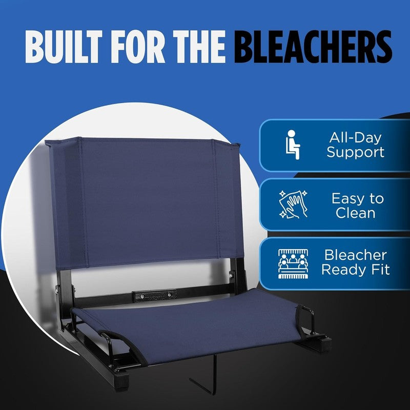 Bleacher Seat Chair w/ Back Support Cushion Wide & Regular Stadium Seat2