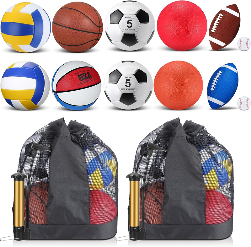12 Pcs Assorted Sport Ball Set for Youth Adult Official Size Basketball Football7