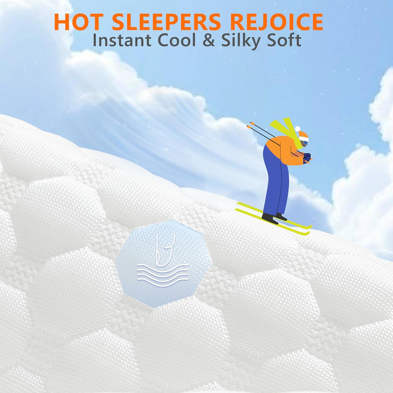 Cooling Pillows Queen Size Set of 2, Memory Foam Pillows with Zipper, Firm Bed P4
