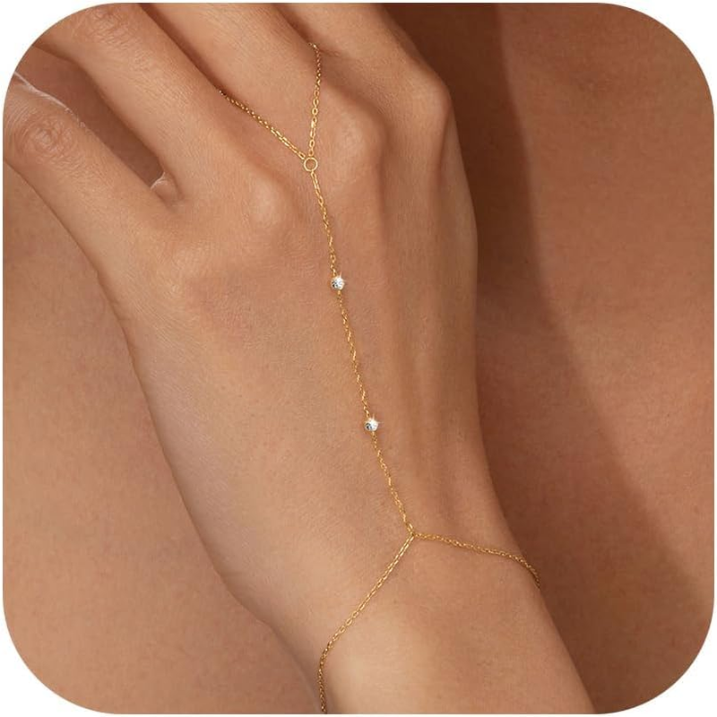 14K Gold Plated Stackable Paperclip Cuban Link Chain Bracelets Set Adjustable0