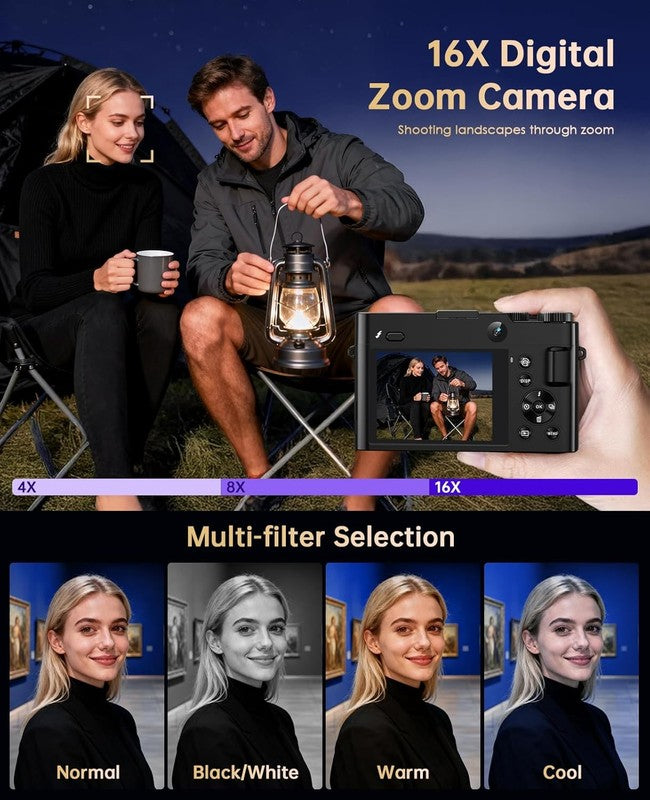 4K Digital Camera 64MP Vlogging Dual-Lens 16X Zoom Anti-Shake w 3" Selfie Screen6