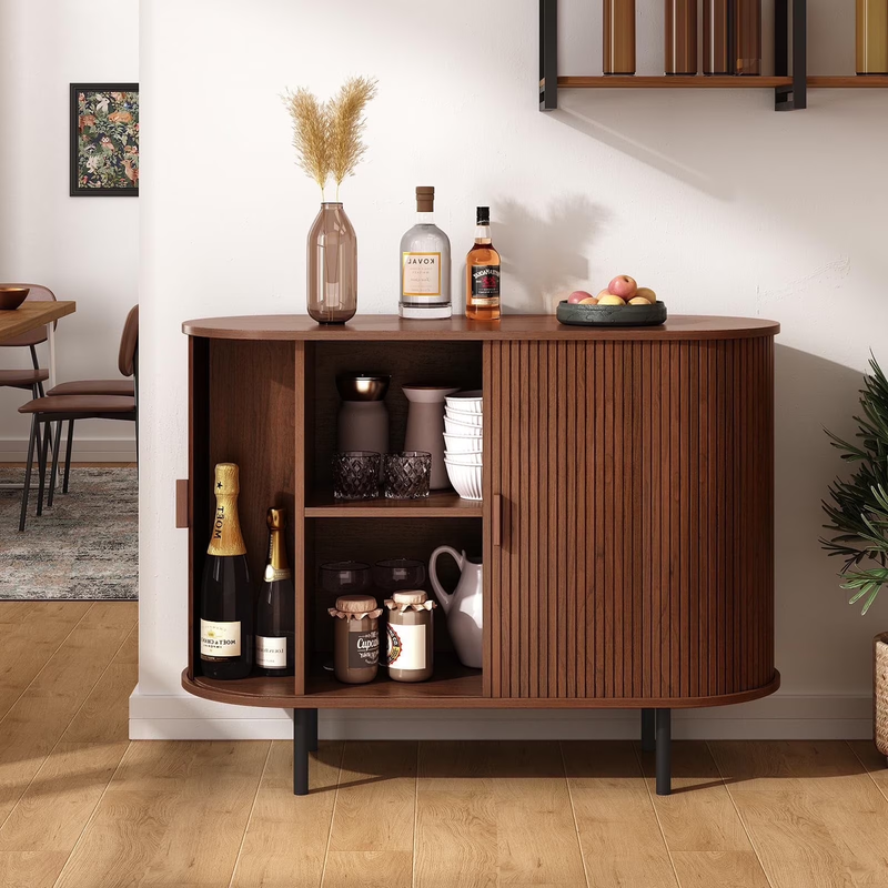 40" Sideboard Buffet Cabinet with Sliding Tambour Doors & Adjustable Shelves0
