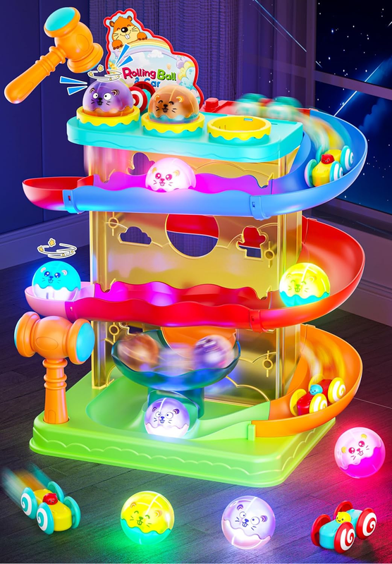 2-in-1 Rolling Ball Car Ramp Toy Toddler STEM Montessori Light Race Track0