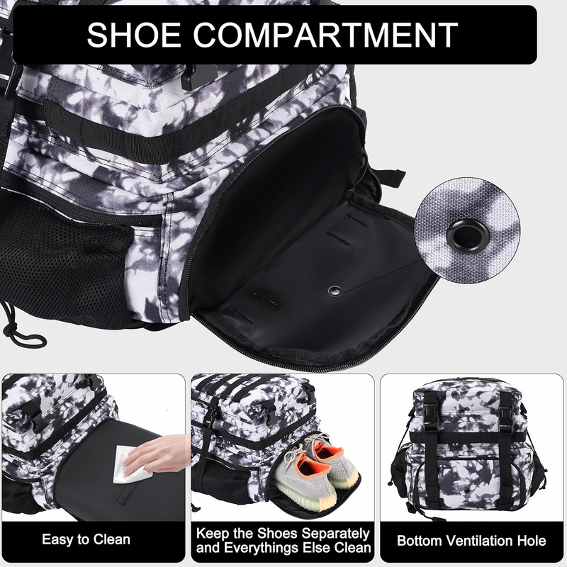 Military 45L Tactical Backpack Blue Assault Pack w/ Shoe Compartment3