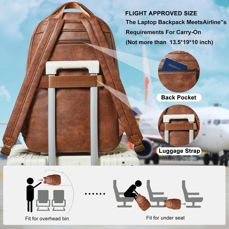 43L Backpack for Women Men - Vegan Leather Backpack Purse Travel Carry-On Bag Co5