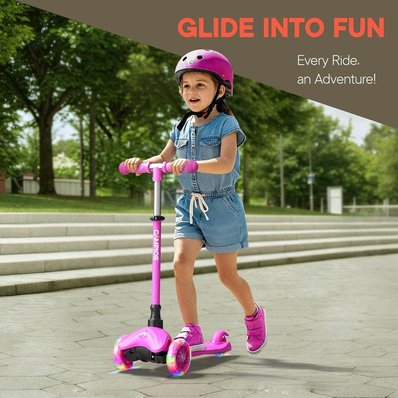 Kids 3 Wheel Scooter Lean to Steer LED Wheels Adjustable Handlebar Purple2