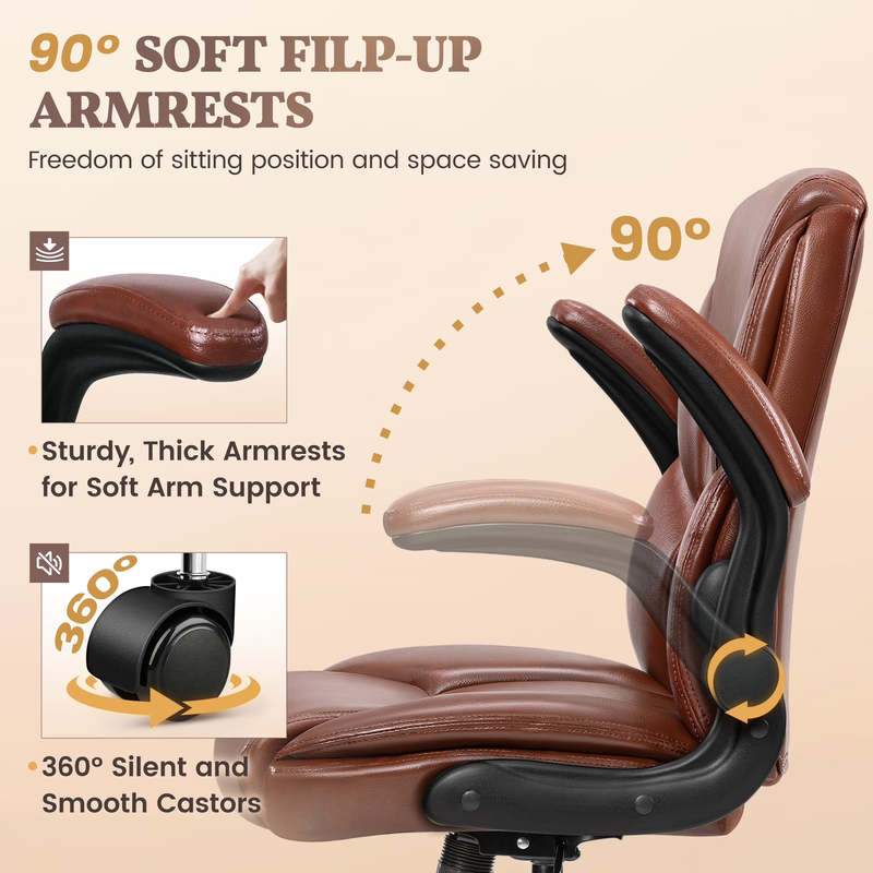 High Back Leather Office Chair 400LB Adjustable Desk Chair Dark Brown4