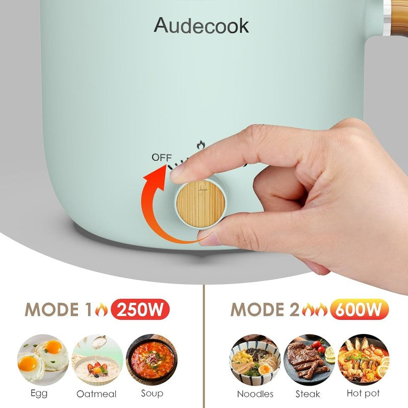 1.5L Electric Hot Pot Steamer Nonstick Noodle Cooker Dual Power Control Green4