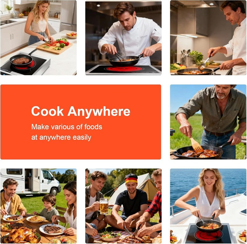 Dual Coils Design of Stainless Steel Single Burner Electric Cooktop, 1800W Comme8