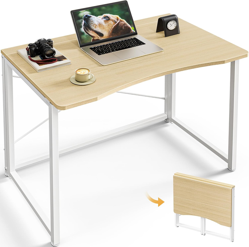 31.5" Folding Desk Oak   Small Space, Home Office, Easy Fold, Compact Design0