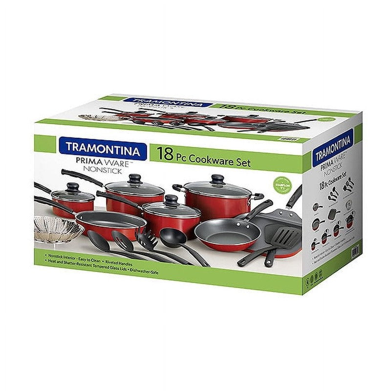 Primaware 18 Piece Non-Stick Cookware Set, Red1