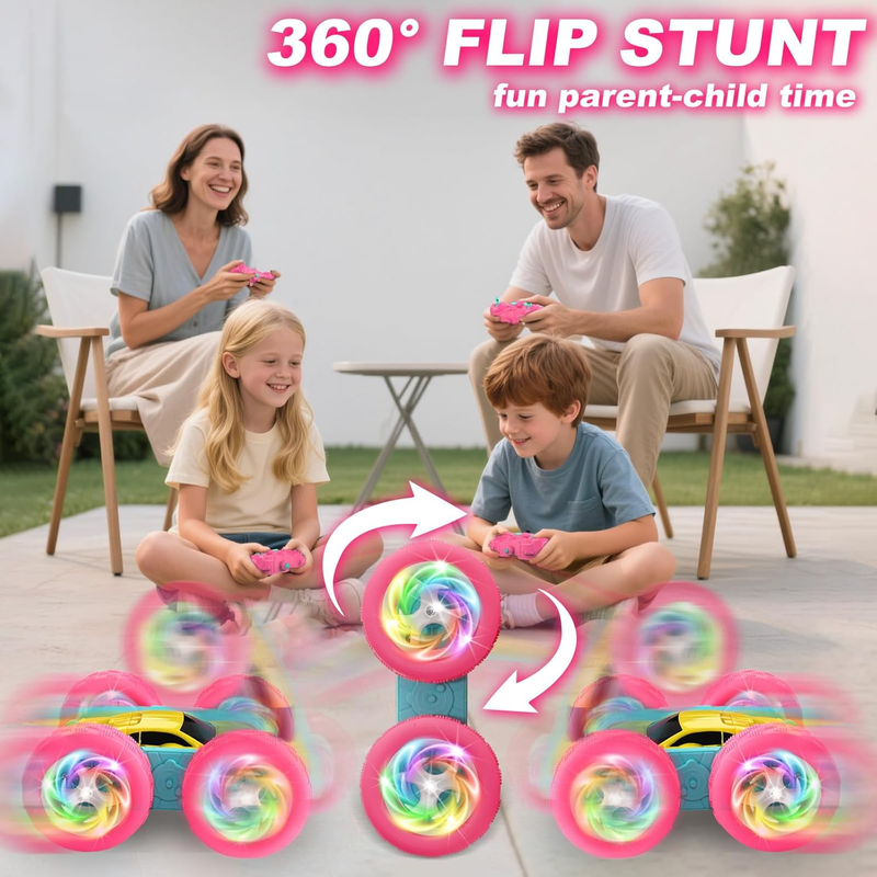 Remote Control Car for Girls 4WD Stunt Car 360 Flips RGB Lights 6+4