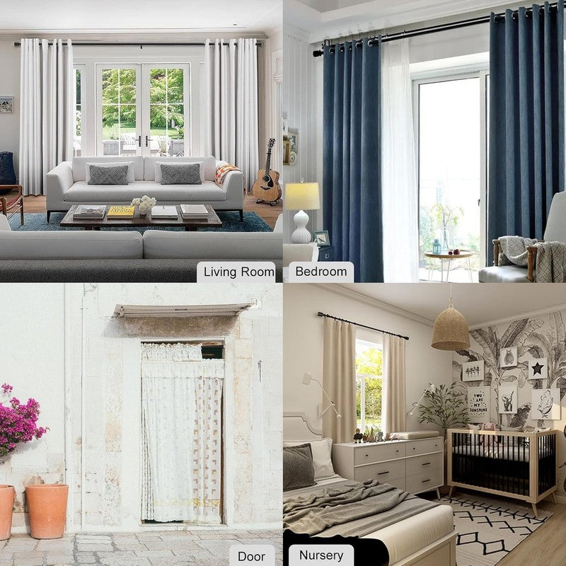 Adjustable Black Curtain Rods 16-60" with Stylish Aluminium Finials2