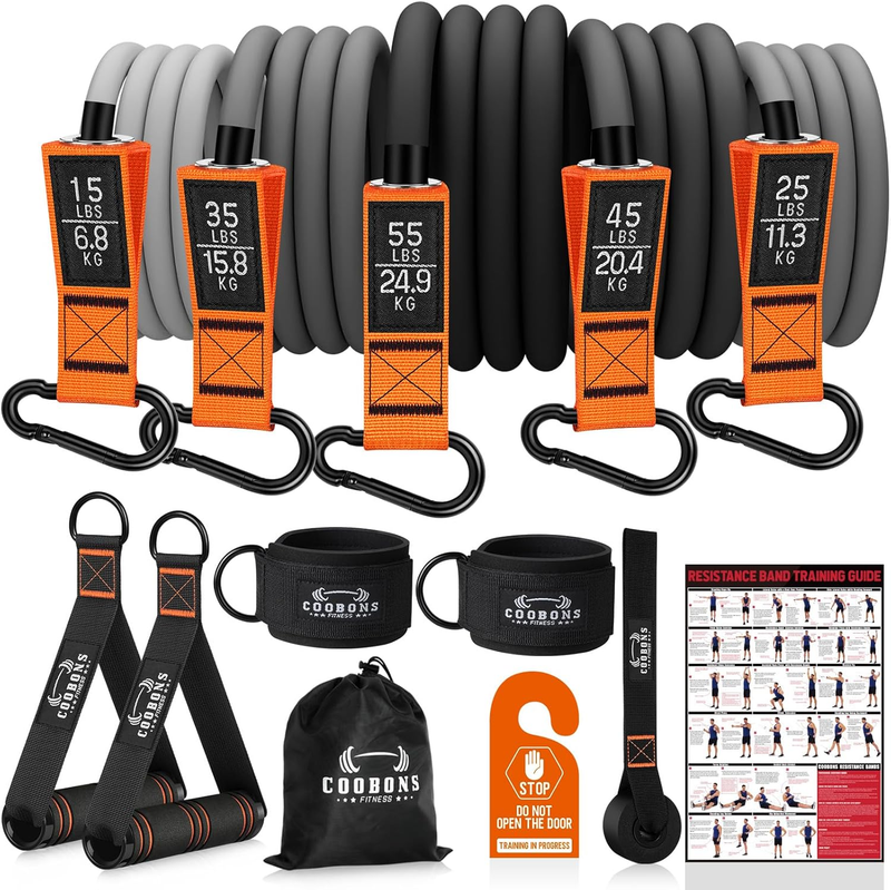 175lb Resistance Bands w/ Handles Door Anchor Ankle Straps Home Gym Workout0