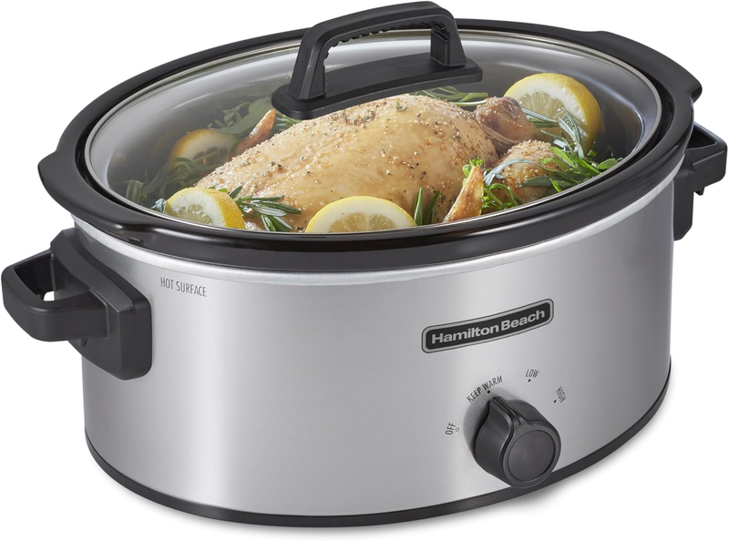 6-Quart Slow Cooker with 3 Cooking Settings, Dishwasher-Safe Stoneware Crock & G8