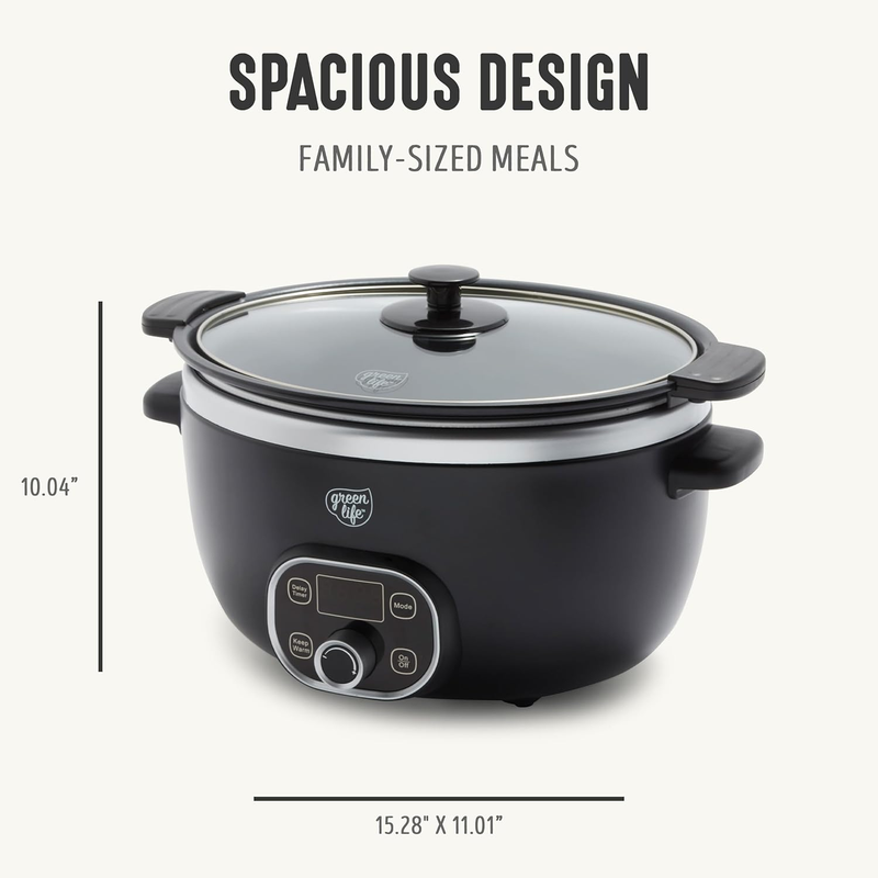 6QT Slow Cooker, Non-Toxic Pfas-Free Ceramic Nonstick Removable Interior Bowl, P1
