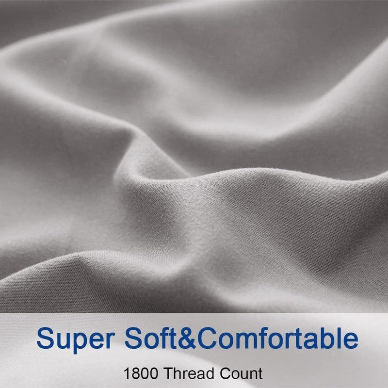 Luxury 1800 Thread Count Microfiber Queen Sheets Set   Grey, 16" Deep Pocket4