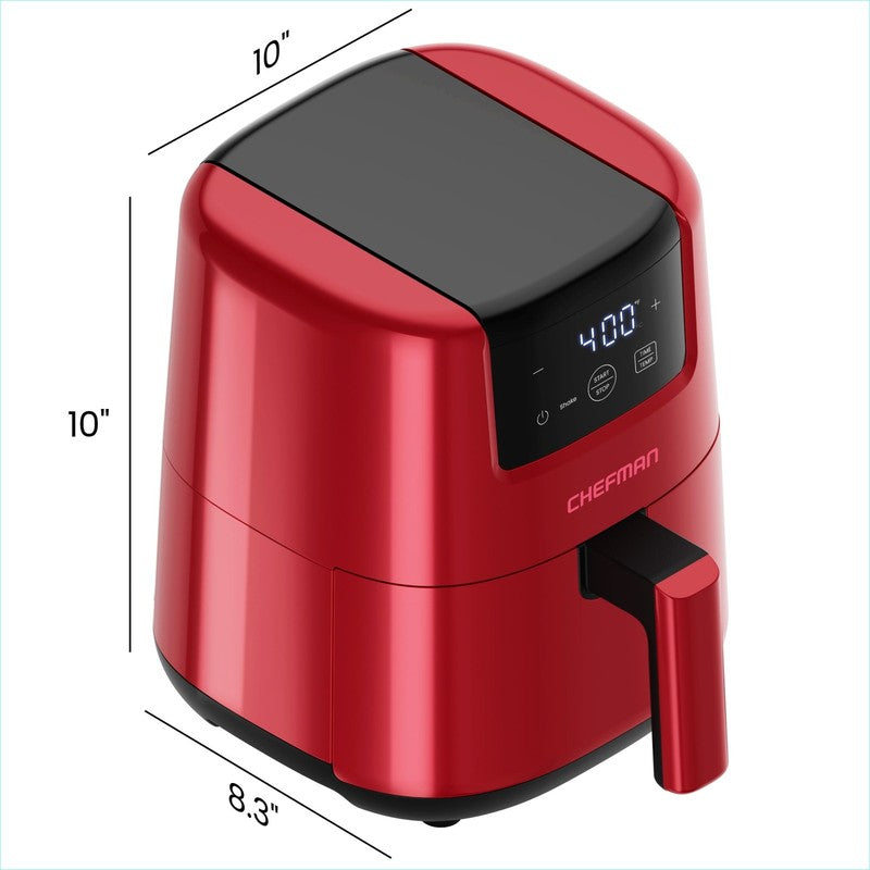 2 Qt Compact Air Fryer W/ Digital Display and Shake Reminder - Red3