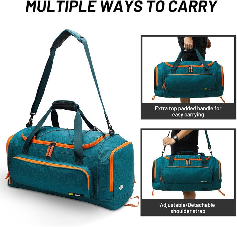 60L Large Gym Duffle Bag w/ Shoe Compartment Lightweight Sports Travel Olive2