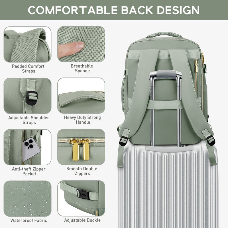 Travel Backpack for Men Women, Airplane Approved Carry on Backpack with 3 Packin6