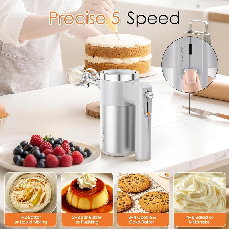 Powerful 600W Hand Mixer, 5 Speed Electric Hand Held Mixer for Baking, Lightweig2