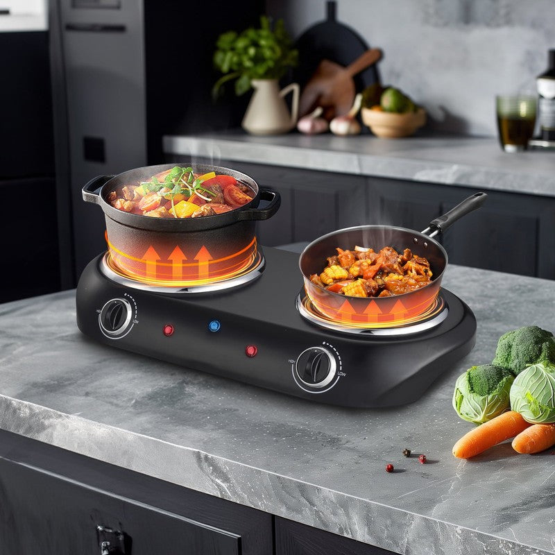 Double Burner, 1800 W, Black Electric Cooktop, 1 Each, Assembled Product1