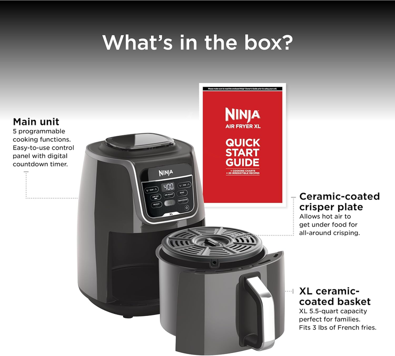 Ninja AF150AMZ XL 5.5QT Air Fryer 5 in 1 Roast Bake Reheat Dehydrate5