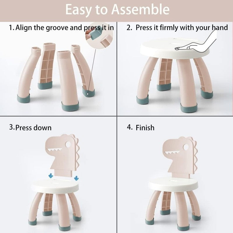 Toddler Dino Chair Plastic Kids Chair Ergonomic Step Stool Indoor Outdoor Pink3