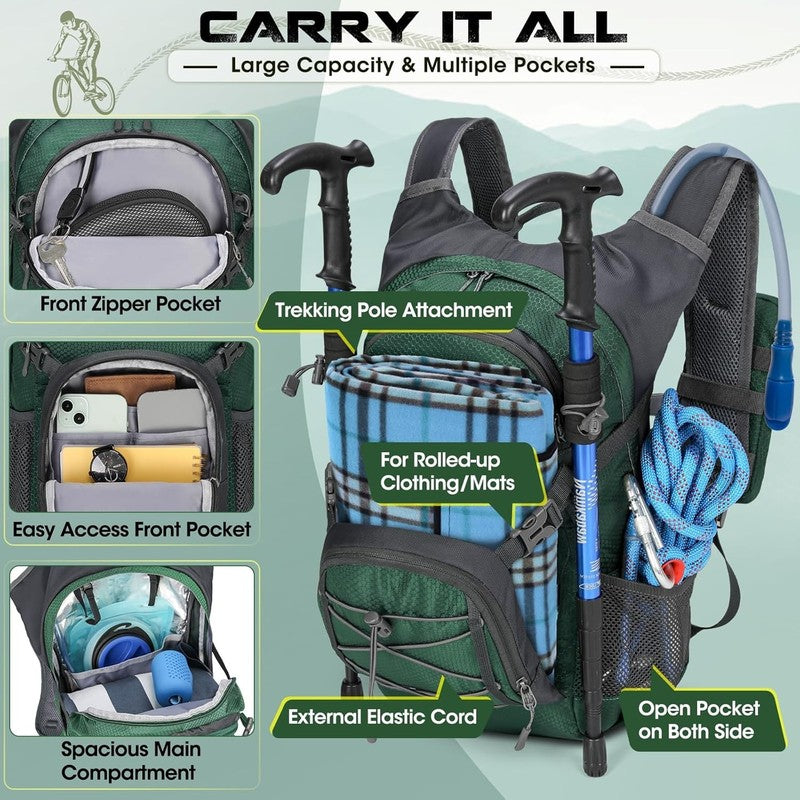 Hydration Backpack with Water Bladder, 18L Lightweight Hiking Backpack for Women3