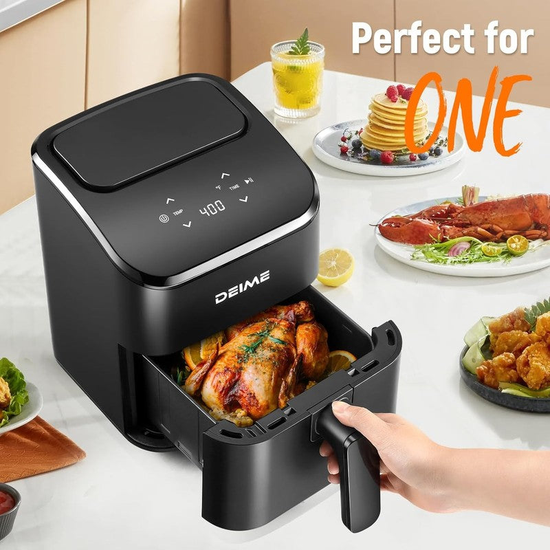3Qt Small Air Fryer Digital Compact Nonstick Dishwasher Safe Quiet Black1